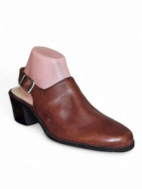 NWOT Vintage Westies Leather Slingback Mules